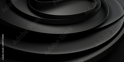 Abstract minimalist background with black matt rings. Generative AI.