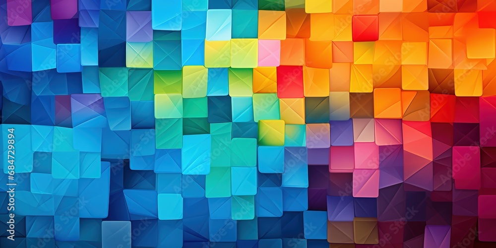 Color field pattern with colorful pieces showing a square abstract pattern. - obrazy, fototapety, plakaty 
