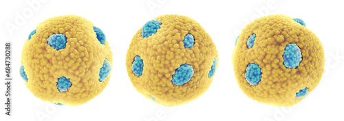 Set of high-density lipoprotein particles(HDL) also known as good cholesterol, isolated on white . Higher HDL levels correlate with lower risk of cardiovascular disease