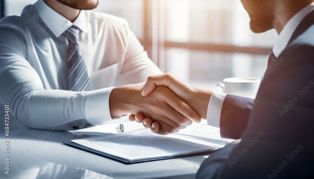 Business People signing and agreeing on a contract for a job offer making a business deal. Business People signing and agreeing on a contract for a job offer making a business deal.