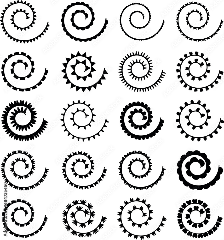 Flower icons vector collection, Roll flowers template.