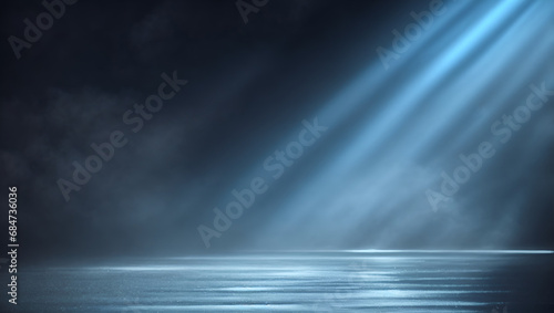 Light trails on podium. Minimal abstract product placement background. With copy space.
