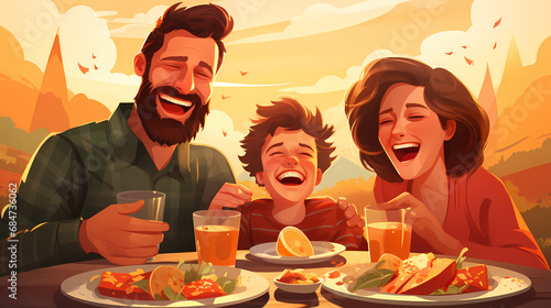 Family eating together and ...
