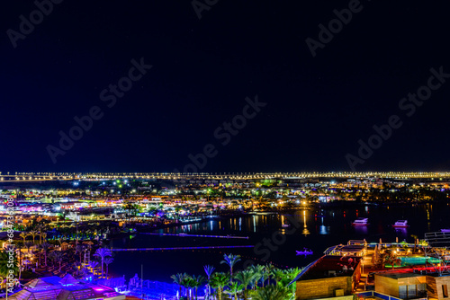 View of the egyptian resort city Sharm El Sheikh at night © ihorbondarenko