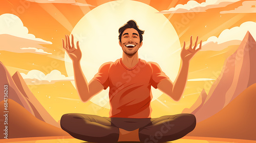 Happy young man smiling, an...