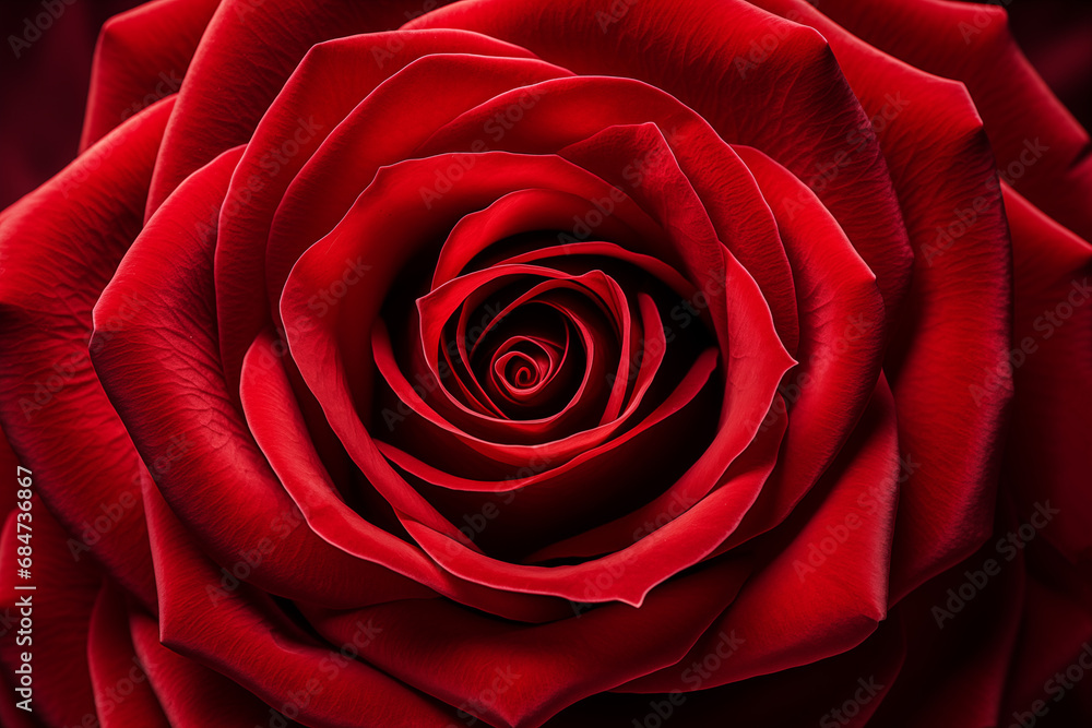 Close-up of a Fully Bloomed Red Rose, Red Rose Close-up, Generative AI Close-up of a Fully Bloomed Red Rose, Red Rose Close-up, Generative AI
