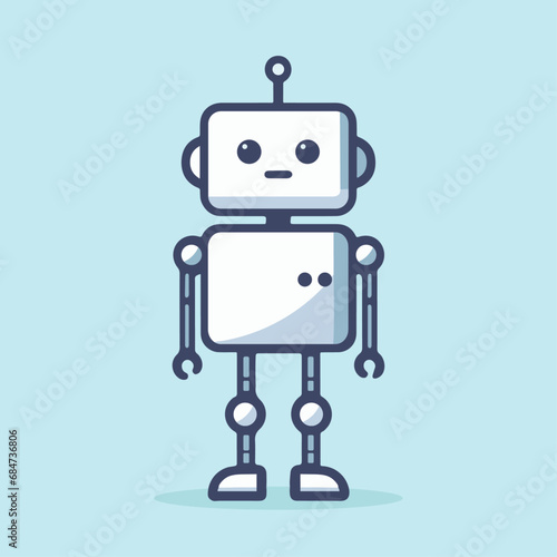 2d flat robot standing still color vector illustration icon simple element editable concept abstract doodle character for animation project cartoon robo metal man drawing chatbot customer service