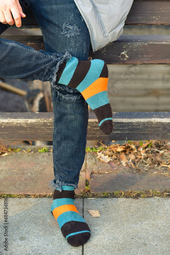 Men's feet in   winter  warm socks  outdoor © Striker777