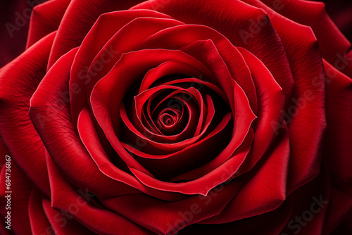 Close-up of a Fully Bloomed Red Rose, Red Rose Close-up, Generative AI