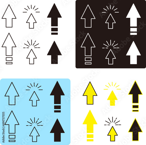 Arrows Icons set - Black and Wthie Outline Simple Icons set photo