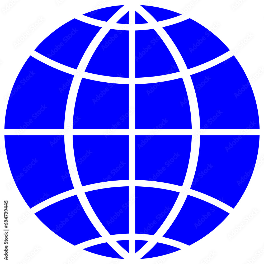 Blue and white transparent PNG of a circle cut into segments and moved to form a pattern similar to a globe with lines of latitude and longitude Blue and white transparent PNG of a circle cut into segments and moved to form a pattern similar to a globe with lines of latitude and longitude