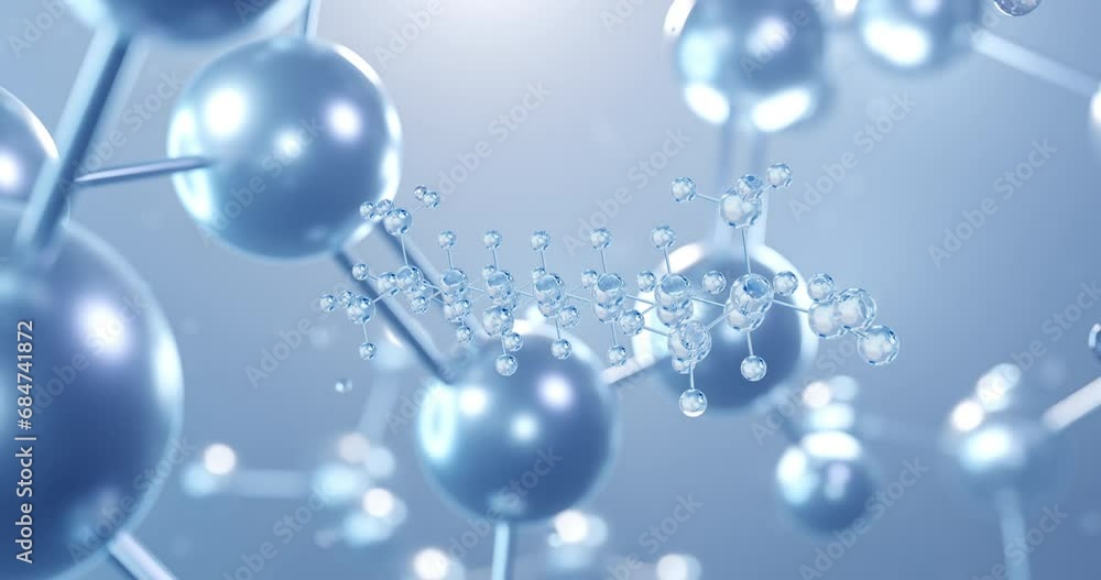 Bempedoic acid, rotating 3D model of hypercholesterolemia medication, seamless looped video, molecular structure with selective focus Bempedoic acid, rotating 3D model of hypercholesterolemia medication, seamless looped video, molecular structure with selective focus