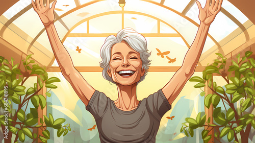 Cute smiling old woman cart...