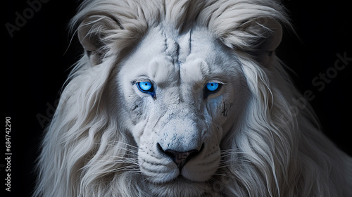 leão branco majestoso com olhos azuis