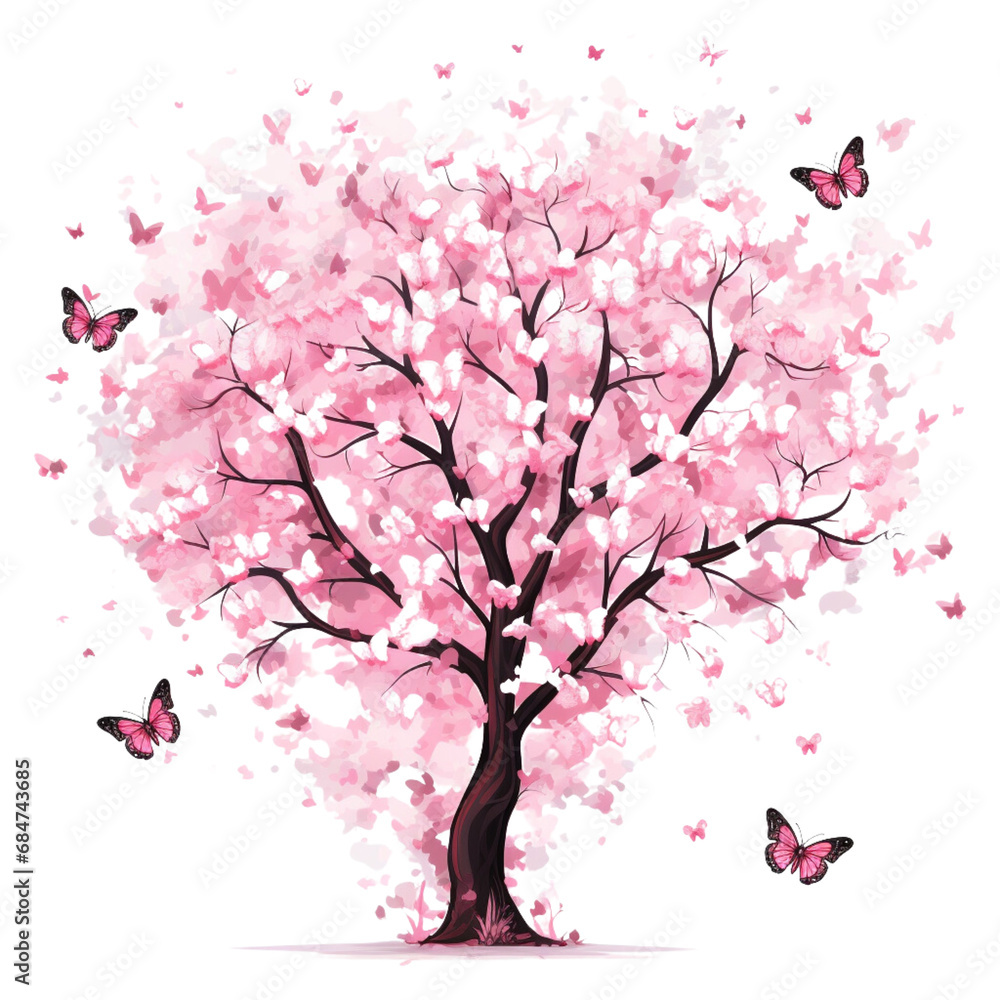 Fototapeta premium Cherry Blossom Tree Illustrations Clipart
