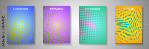 Simple point screen tone gradation cover page templates vector kit. School notebook faded screen