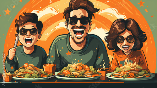 Illustration of a family ea...