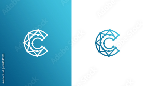 initial c technology logo design vector collection