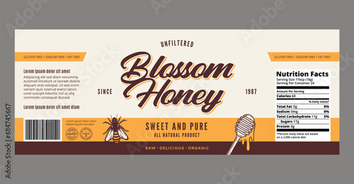 Vector honey label or packaging design template