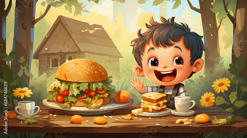 Illustration of a cartoon b...