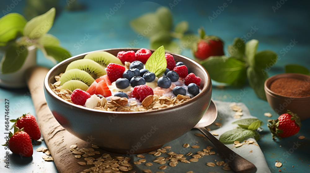 a bowl of delicious muesli for breakfast a bowl of delicious muesli for breakfast