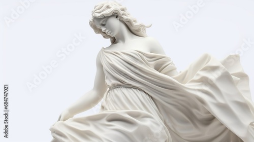 Beautiful female plaster statue isolated on white background, created with Generative Ai technology.