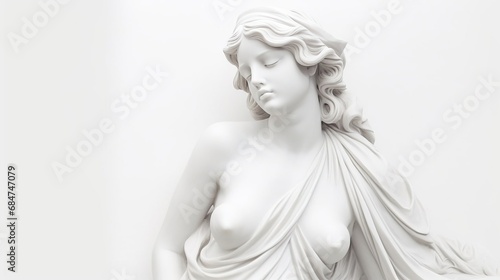 Beautiful female plaster statue isolated on white background, created with Generative Ai technology. © Viktor