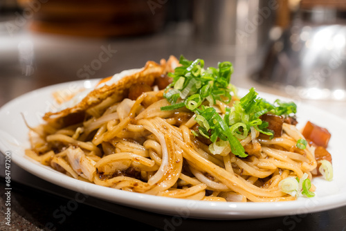 Japanese fry noodles with green onion