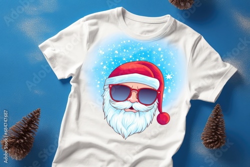Christmas T-shirt with Santa Claus. Generative Ai.