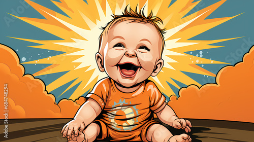 Cartoon funny little boy. L...