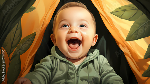 Cartoon funny little boy. L...