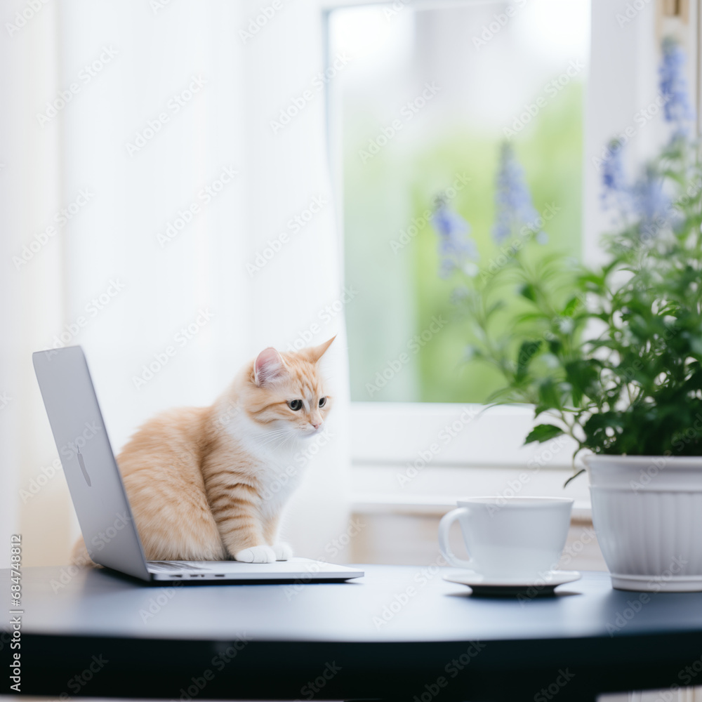 A cat doing remote work (Generative AI) A cat doing remote work (Generative AI)