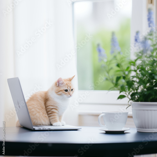 A cat doing remote work (Generative AI) 