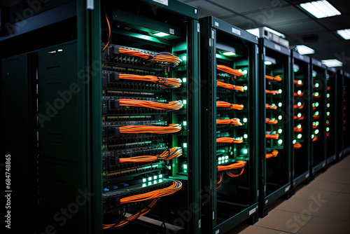 A row of servers in a data center photo