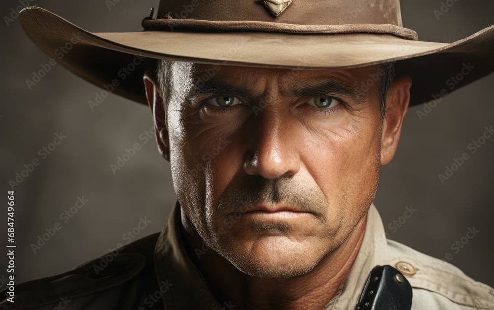 the formidable male portrait of the sheriff
