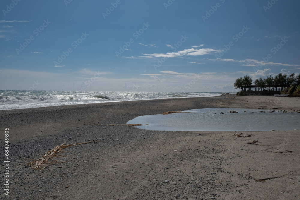 Seascape on an empty beach in Calabria, Italy Seascape on an empty beach in Calabria, Italy