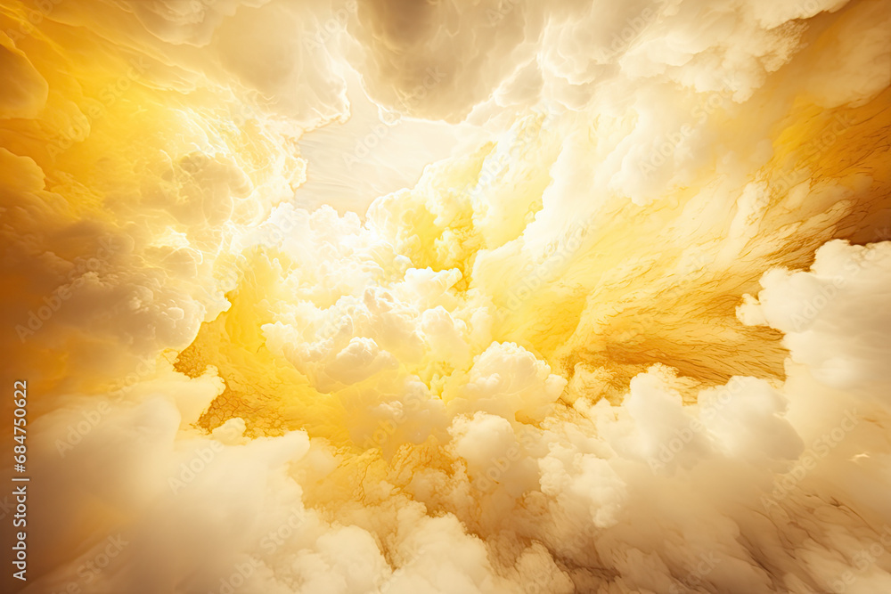 A large cloud filled with yellow and white clouds created with generative AI technology A large cloud filled with yellow and white clouds created with generative AI technology