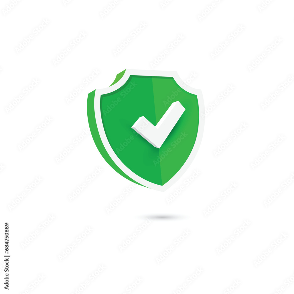 Orange shield icon design with checked 3 sign for approval. Vector illustration. Orange shield icon design with checked 3 sign for approval. Vector illustration.