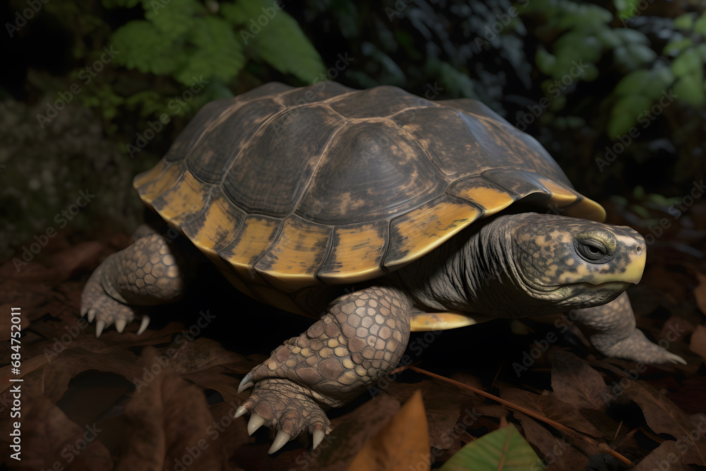 Fototapeta premium The Land turtle in its natural environment. Neural network AI generated art