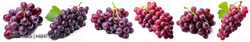Bunch of ripe red grapes isolated on transparent background. View from above photo