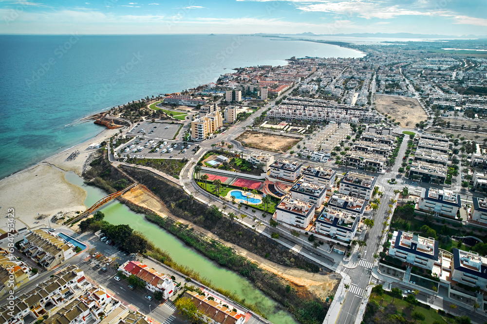 Aerial shot, drone point of view Mil Palmeras townscape