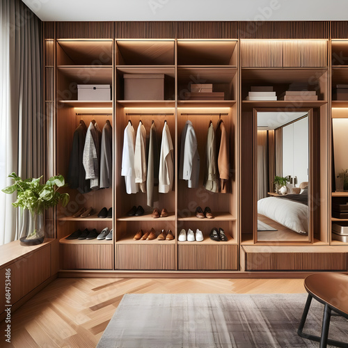 Store clothes with a sober style, Closet - room.