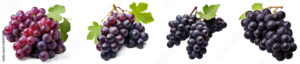 Bunch of ripe dark blue grapes isolated on transparent background. View from above Bunch of ripe dark blue grapes isolated on transparent background. View from above