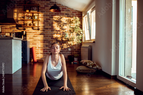 Peaceful Meditation at Home: Woman in Yoga Pose