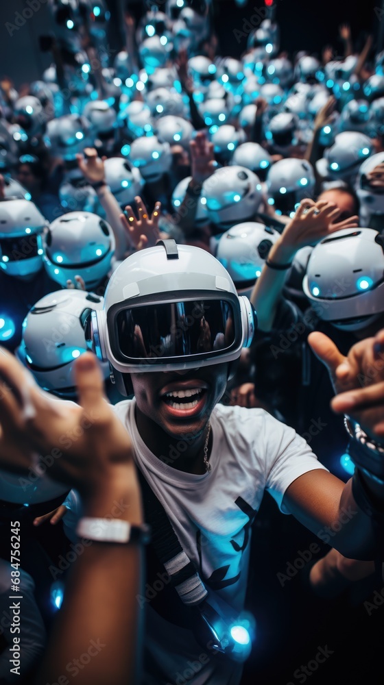 robots, androids, and humans thriving in dance at a futuristic party robots, androids, and humans thriving in dance at a futuristic party
