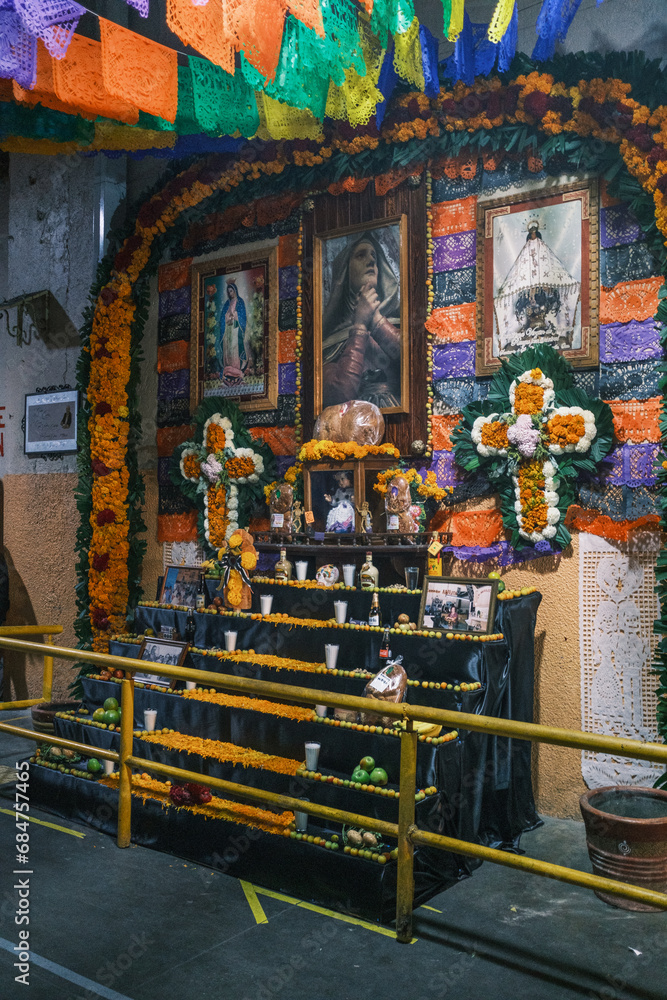 Fototapeta premium day of death in Oaxaca city mexico colourful flower decoration celebration 
