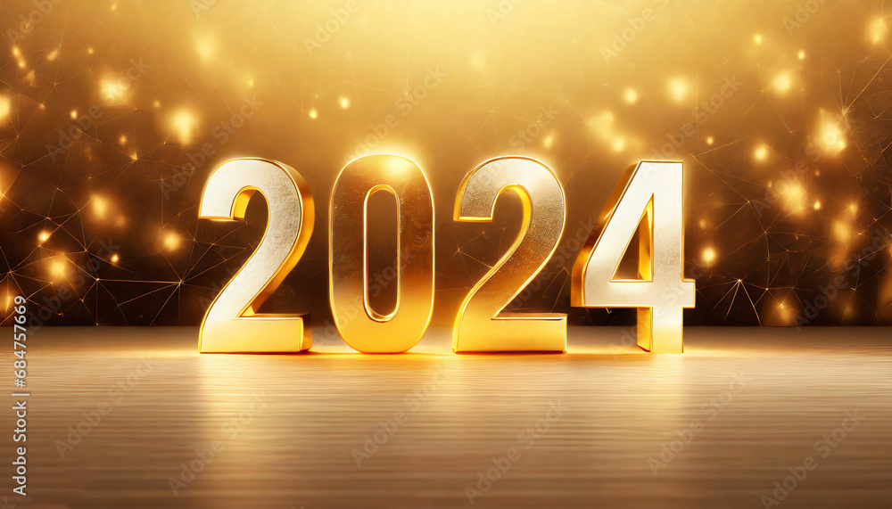 Golden happy new year 2024 on golden background Golden happy new year 2024 on golden background