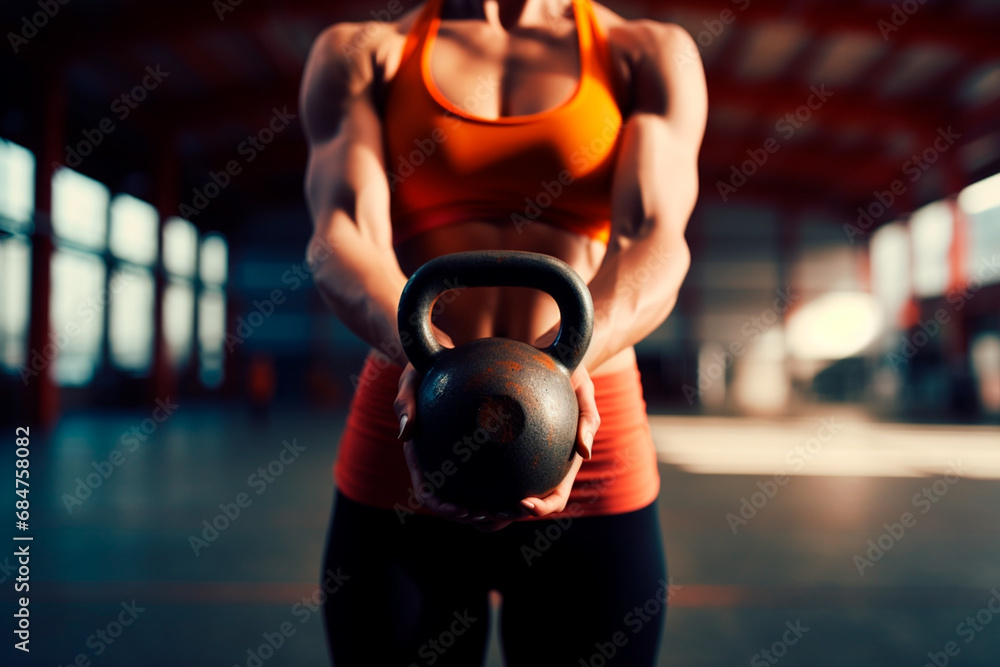 Person with Kettlebell performing crossfit exercise. Crossfit or cross training consists of an activity that encompasses strength and physical conditioning through the combination of aerobic exercises Person with Kettlebell performing crossfit exercise. Crossfit or cross training consists of an activity that encompasses strength and physical conditioning through the combination of aerobic exercises