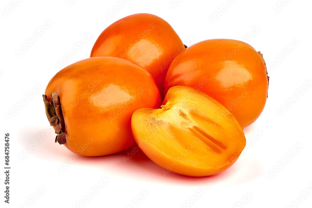Fresh Ripe Persimmons, isolated on white background. Fresh Ripe Persimmons, isolated on white background.