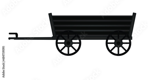Black wooden trailer. vector illustration